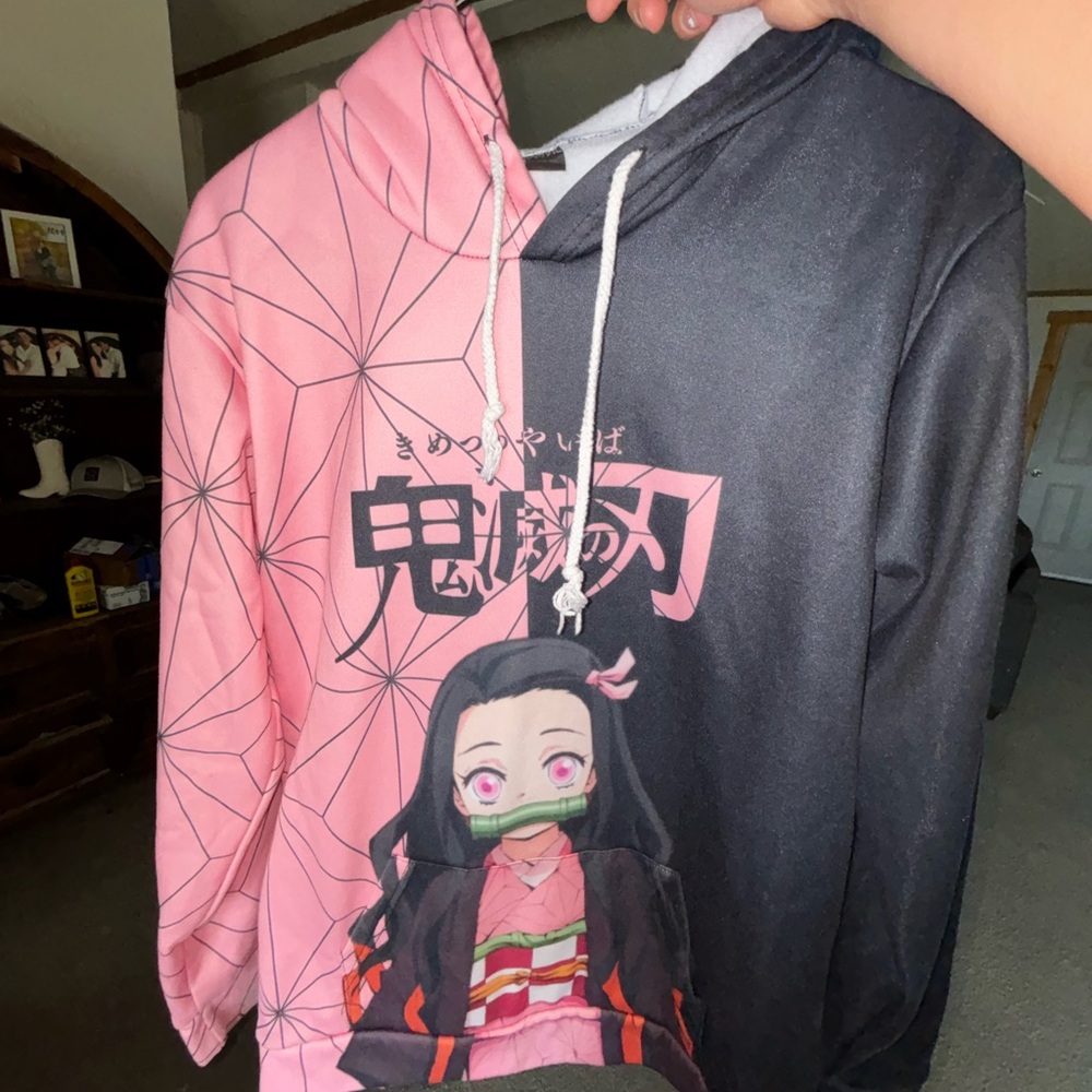 Pink and Black Anime Hoodie